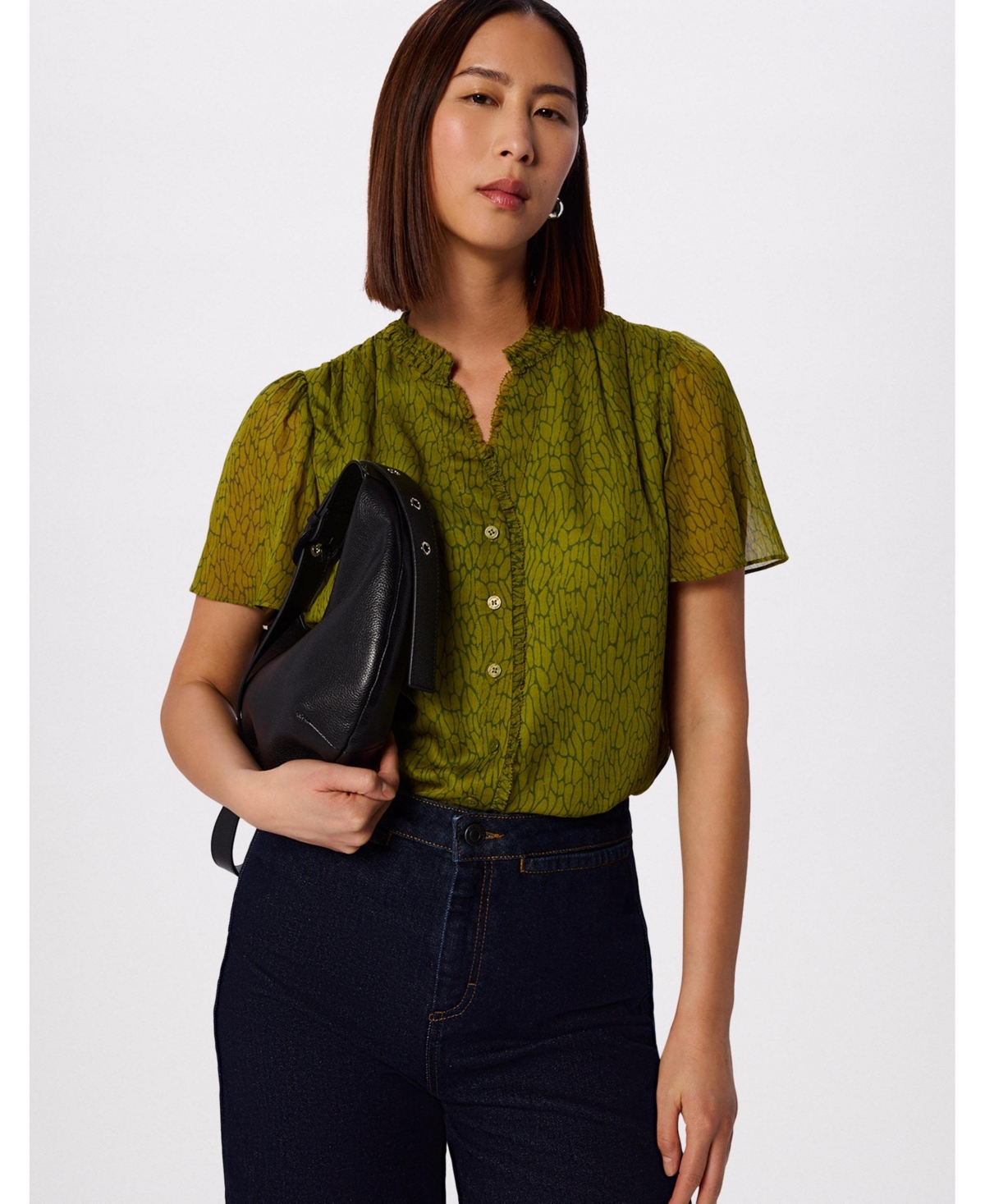 Whistles Women's Dragonfly Short Sleeve Blouse