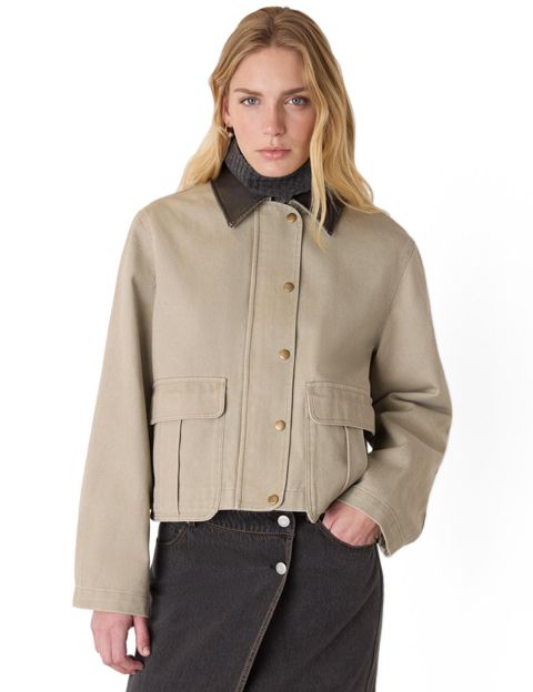 Женские куртки Whistles Women's Casual Contrast Collar Jacket