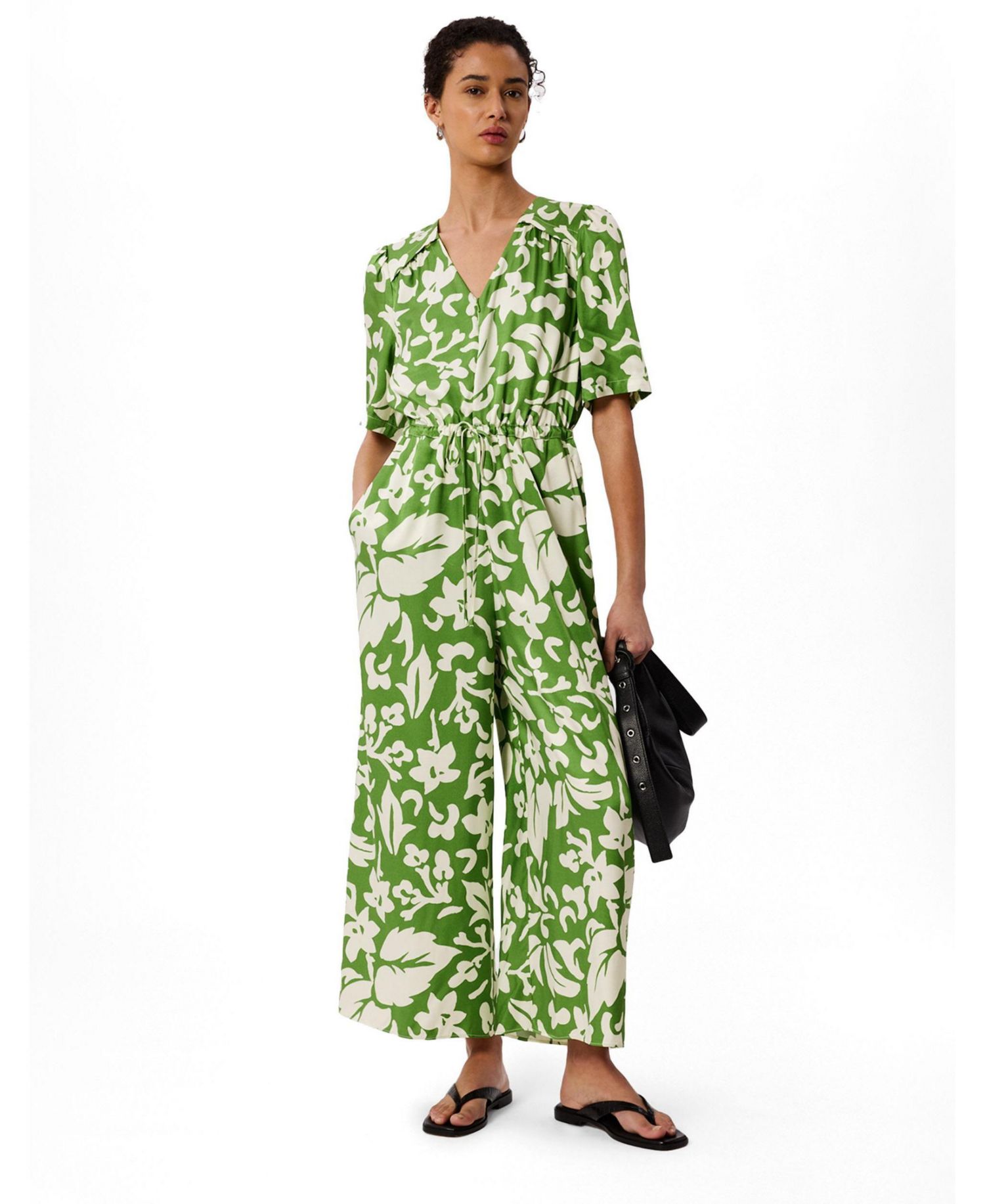 Women's Floral Tie Waist Jumpsuit