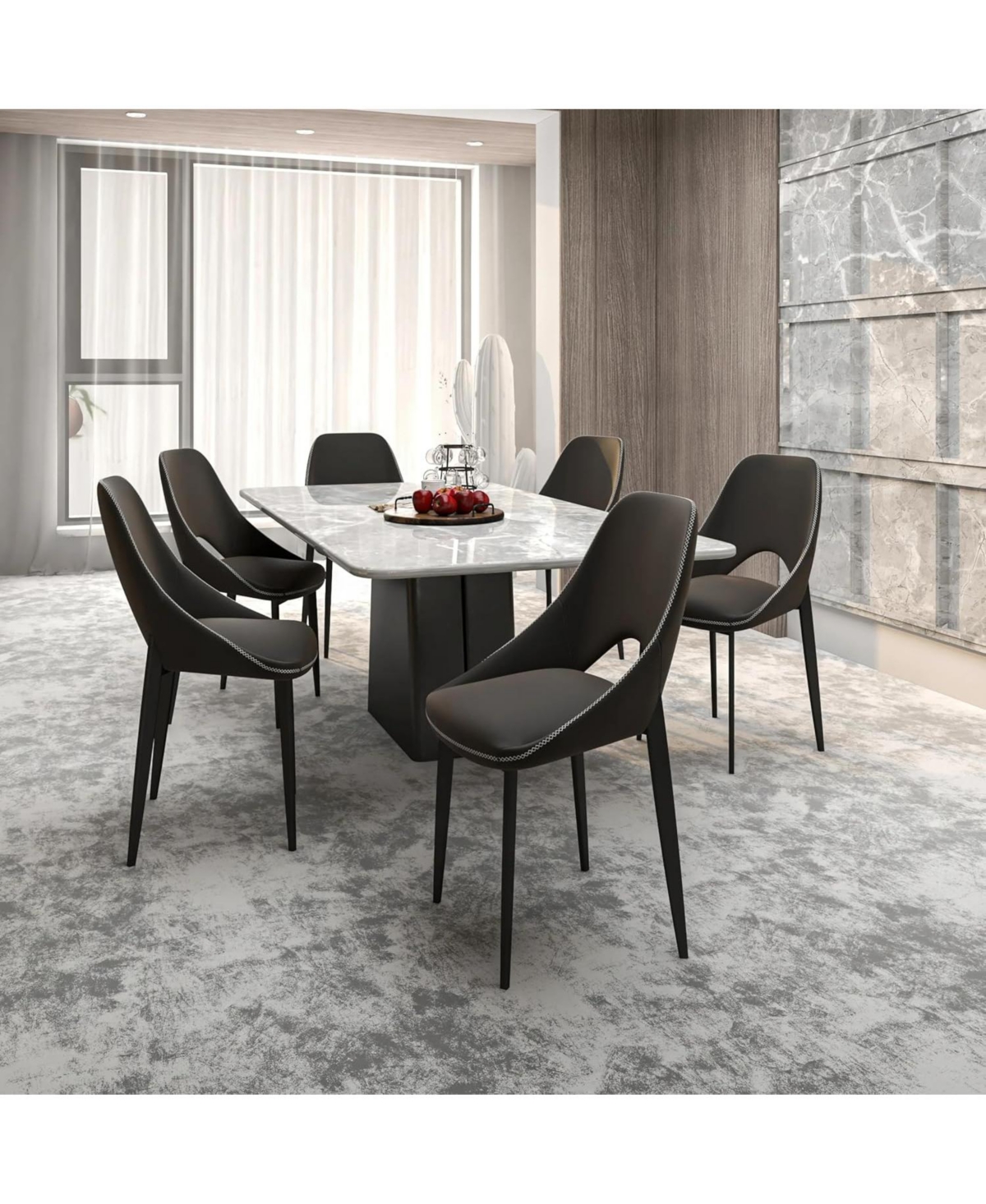 LeisureMod Amalfi Upholstered Fabric Dining Chair Modern Side with Iron Legs, Mid-Century Accent for Room or Kitchen