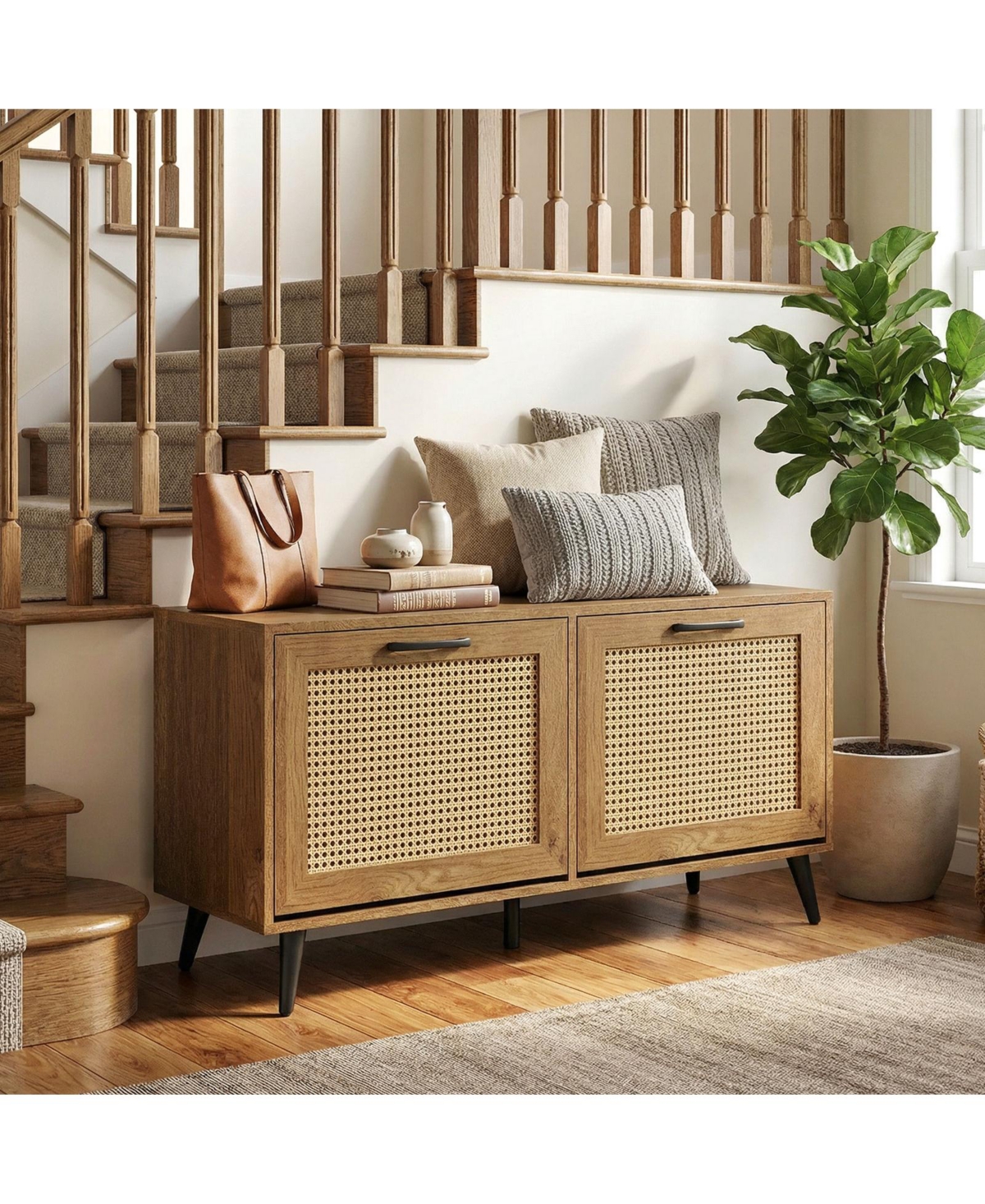 Slickblue Modern Shoe Cabinet with 2 Flip Drawers and Adjustable Shelves