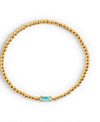 Gold Tone Beaded Birthstone Bracelet