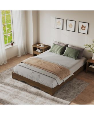 Minimalist Wave Edge Wood Platform Bed Frame – Sturdy and Noise-Free, Easy Assembly, No Box Spring, Low Profile