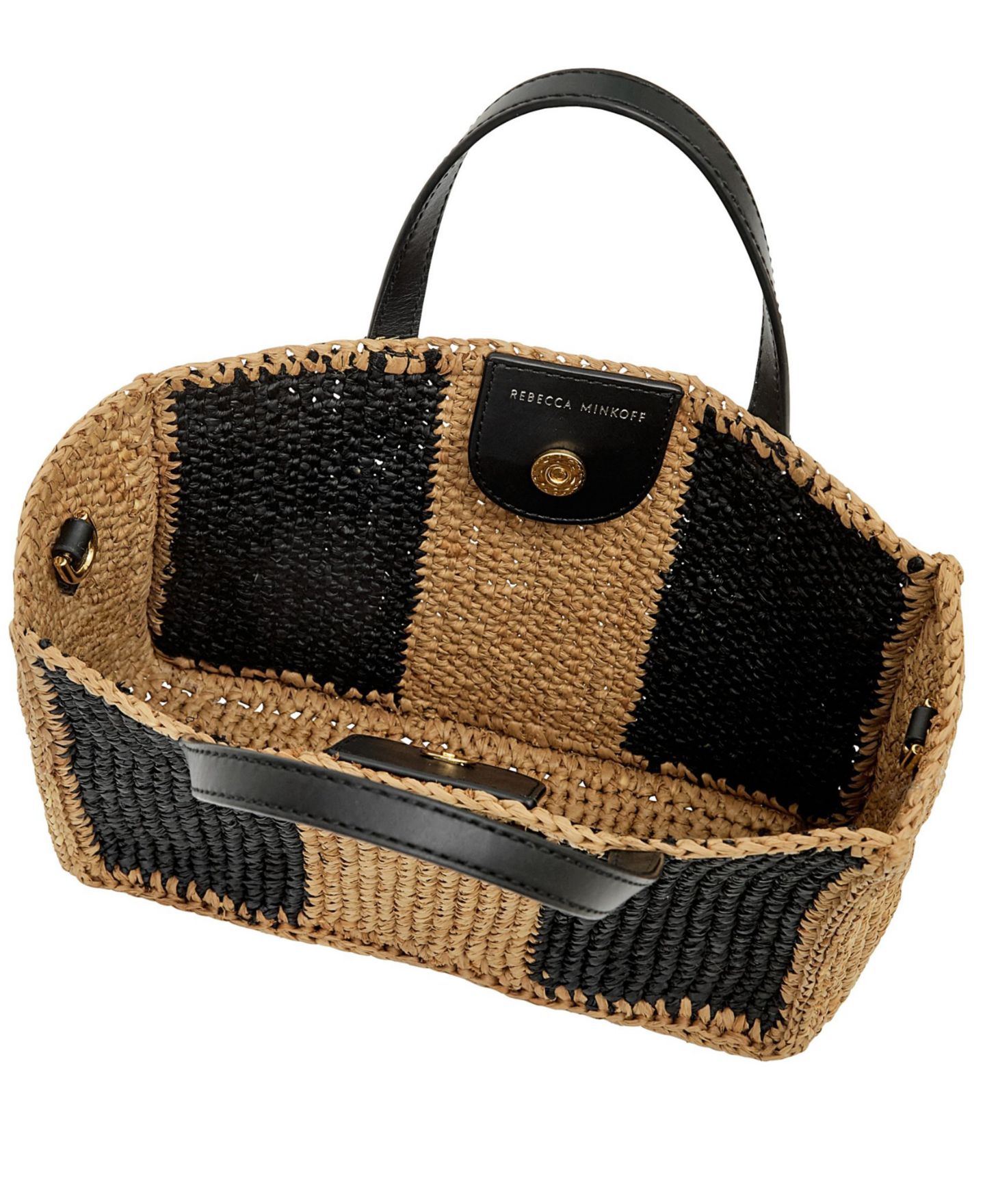 Женская сумка Rebecca Minkoff Raffia Large Tote Handbag, цвет: Чёрный / Коричневый — фото 3