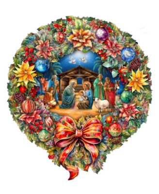 Nativity Wreath Holiday Door D&eacute;cor