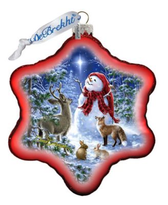 Heaven and Nature Snowman Glass Ornament Holiday Splendor