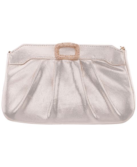 Женский клатч Nina Amy Crystal Buckle Ornament Zip-Top Small Clutch Handbag, цвет: Platino