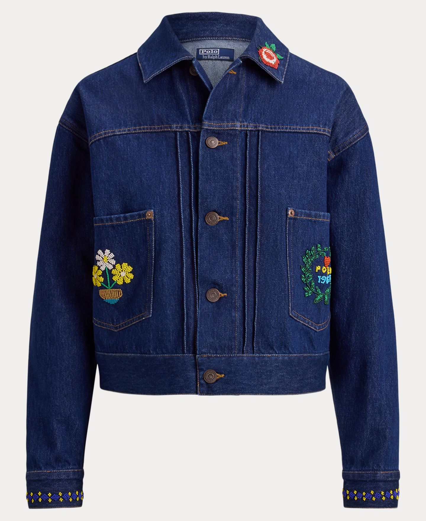 Женская куртка Polo Ralph Lauren Spread Collar Beaded Denim Trucker, цвет: Варёный — фото 5