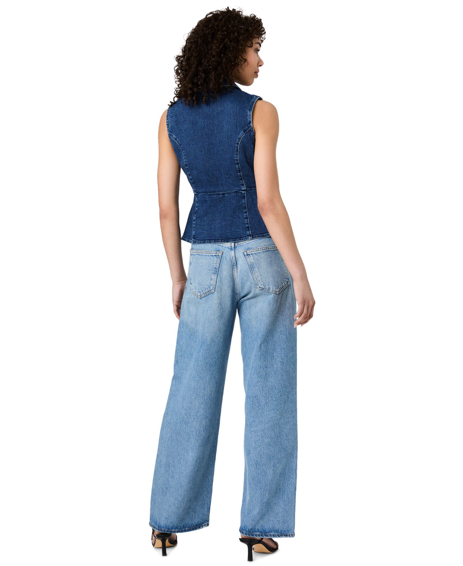 Women's Delancey Denim Button Peplum Top