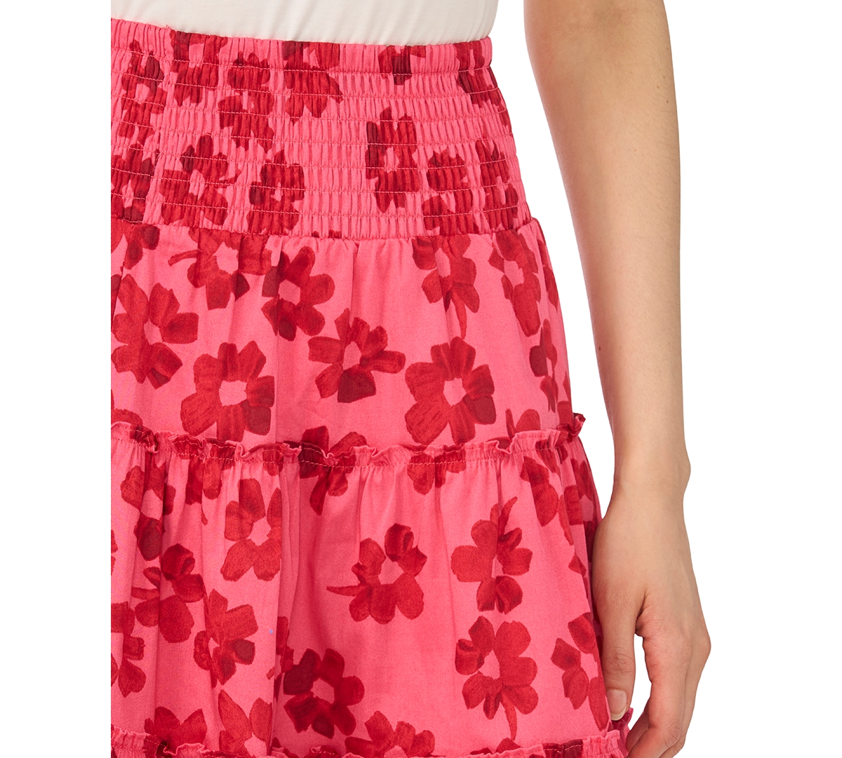 CeCe Women's Tiered Smock Waist Short Skirt