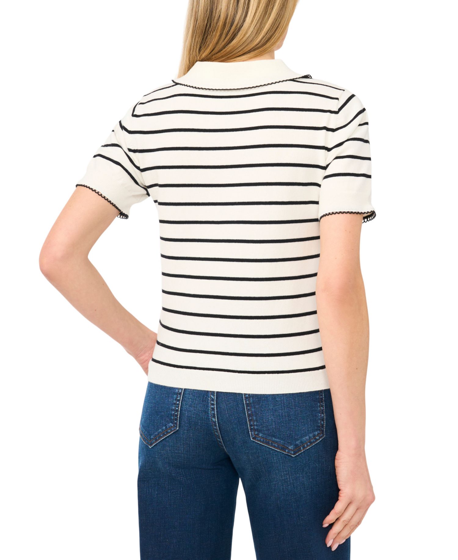 Women's Striped Short-Sleeve Sweater