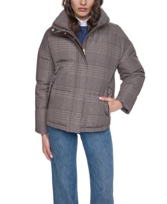 Women's Heritage Plaid Puffer Jacket with Stand Collar
