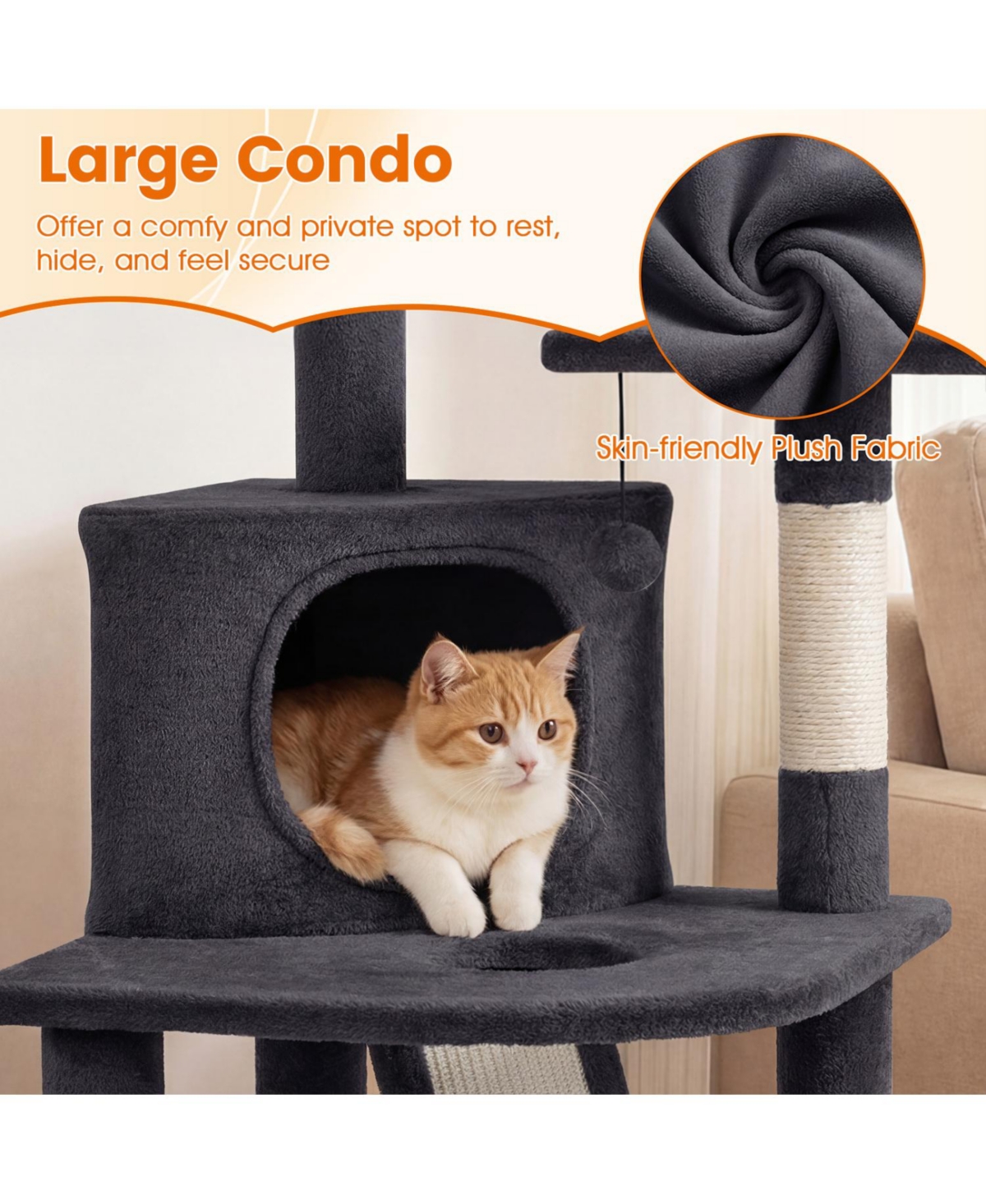 Cozito Kitten Tower with Condo and 2 Plush Perches