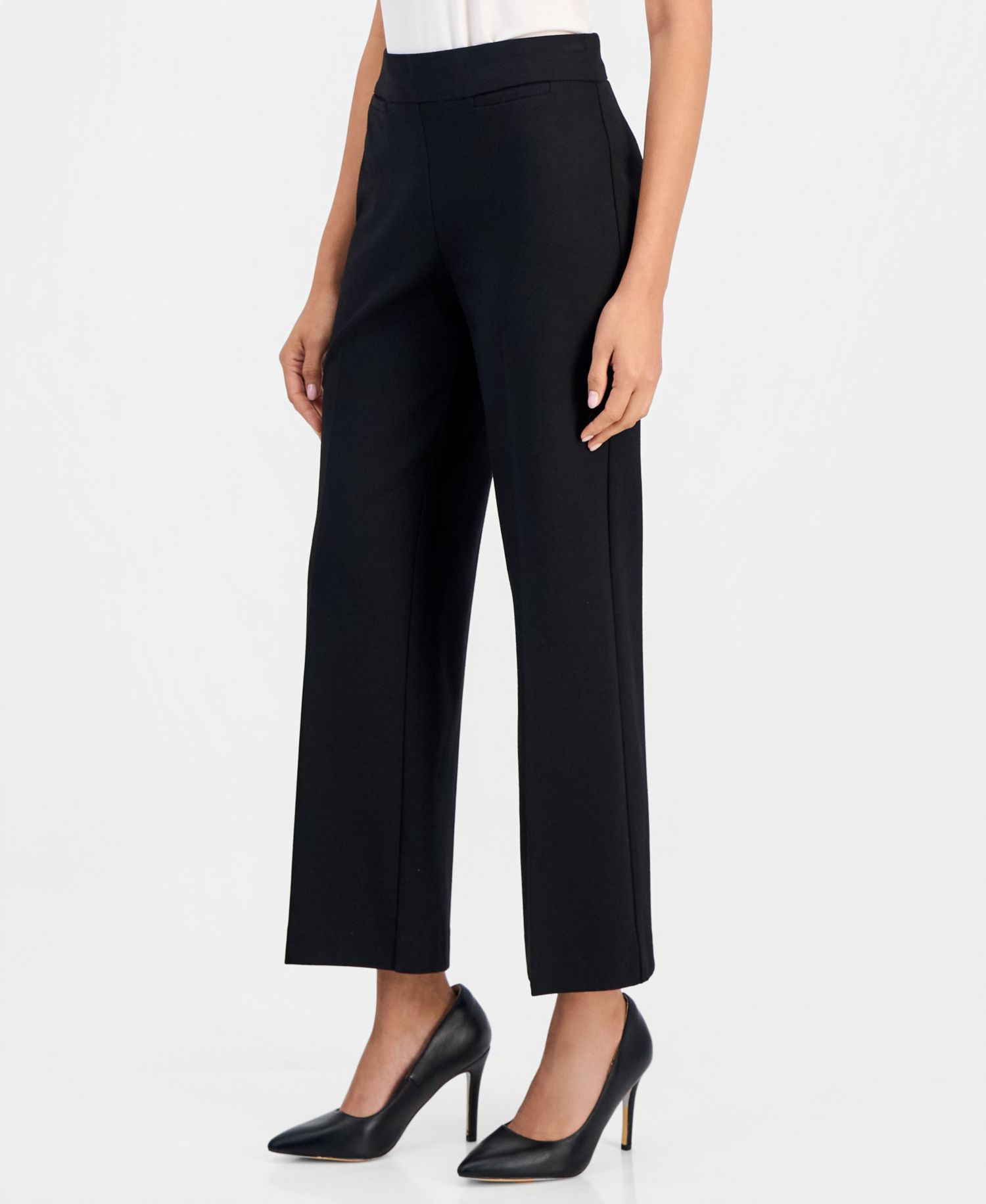 Petite Pull-On Mid-Rise Wide-Leg Pants