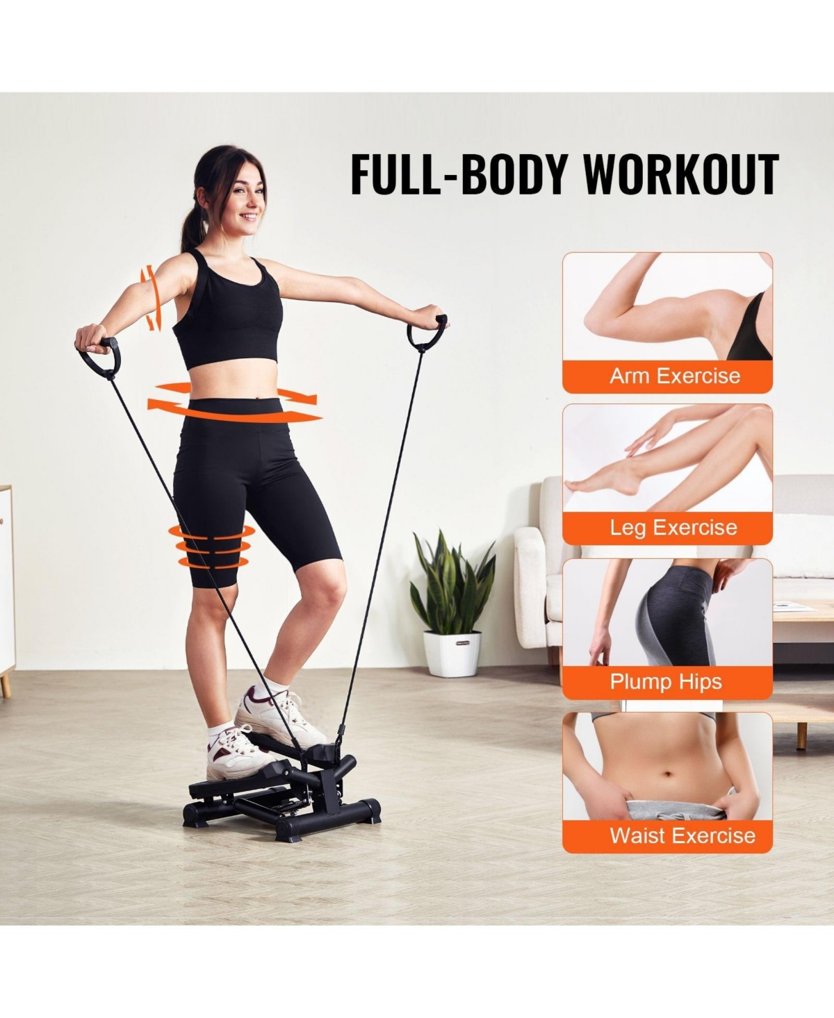 Sevorley Mini Stair Stepper with Resistance Bands and Lcd Monitor for Home