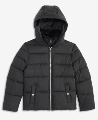 Girls' XS-XL Faux-Sherpa-Vestee Hooded Puffer Coat