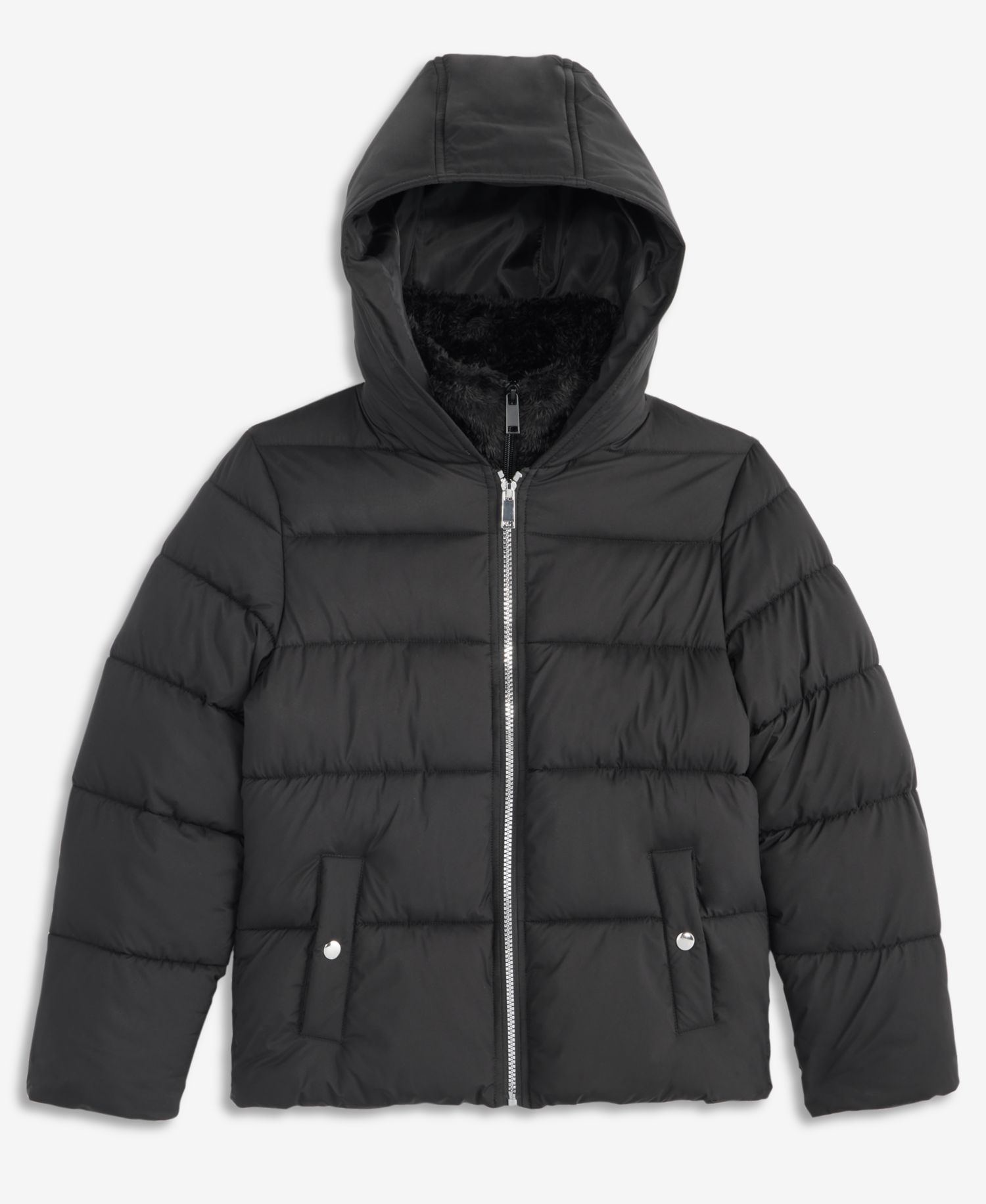 Girls' 6-16 Faux-Sherpa-Vestee Hooded Puffer Coat