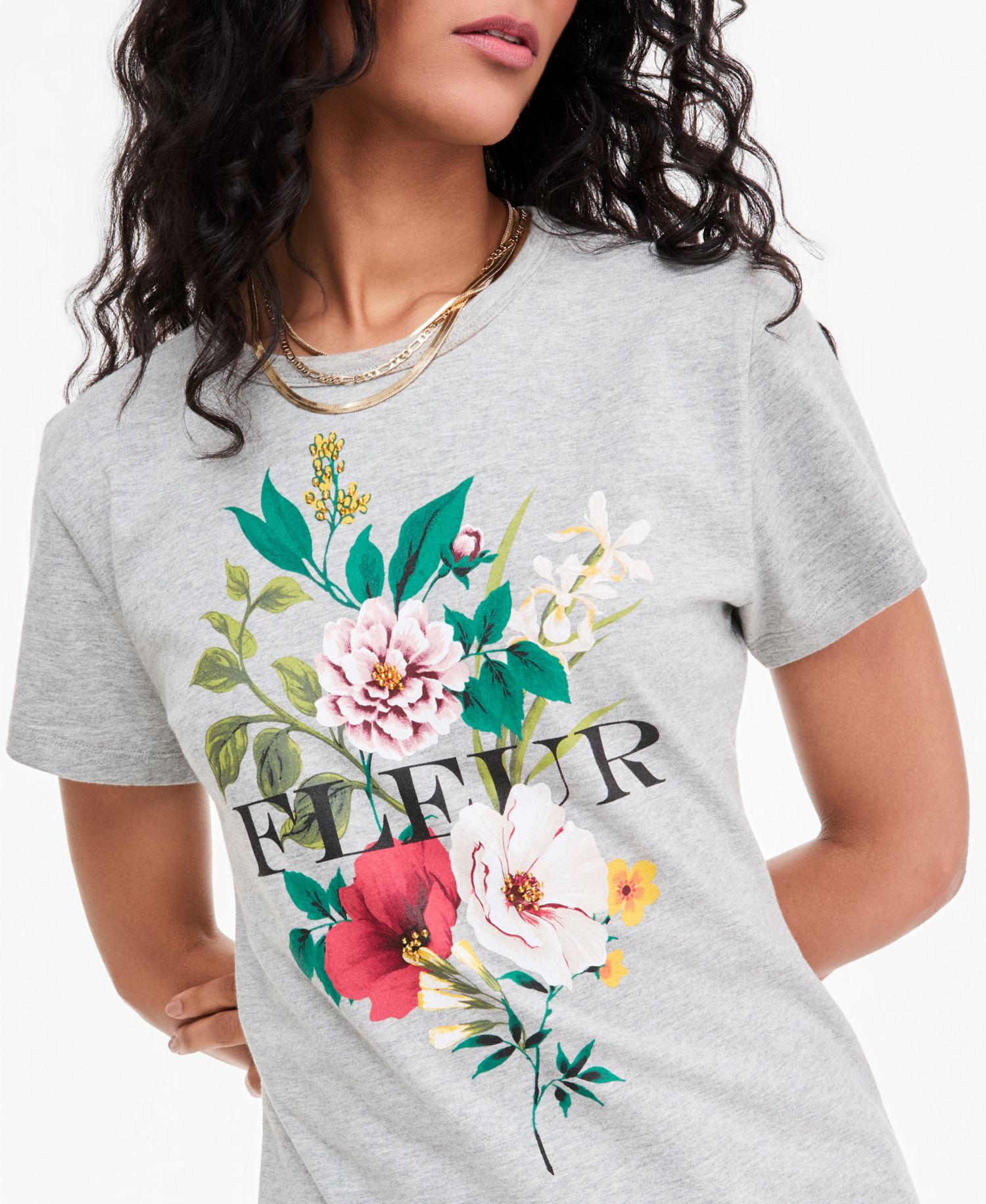 Women's Fleur Beaded Graphic Crewneck T-Shirt