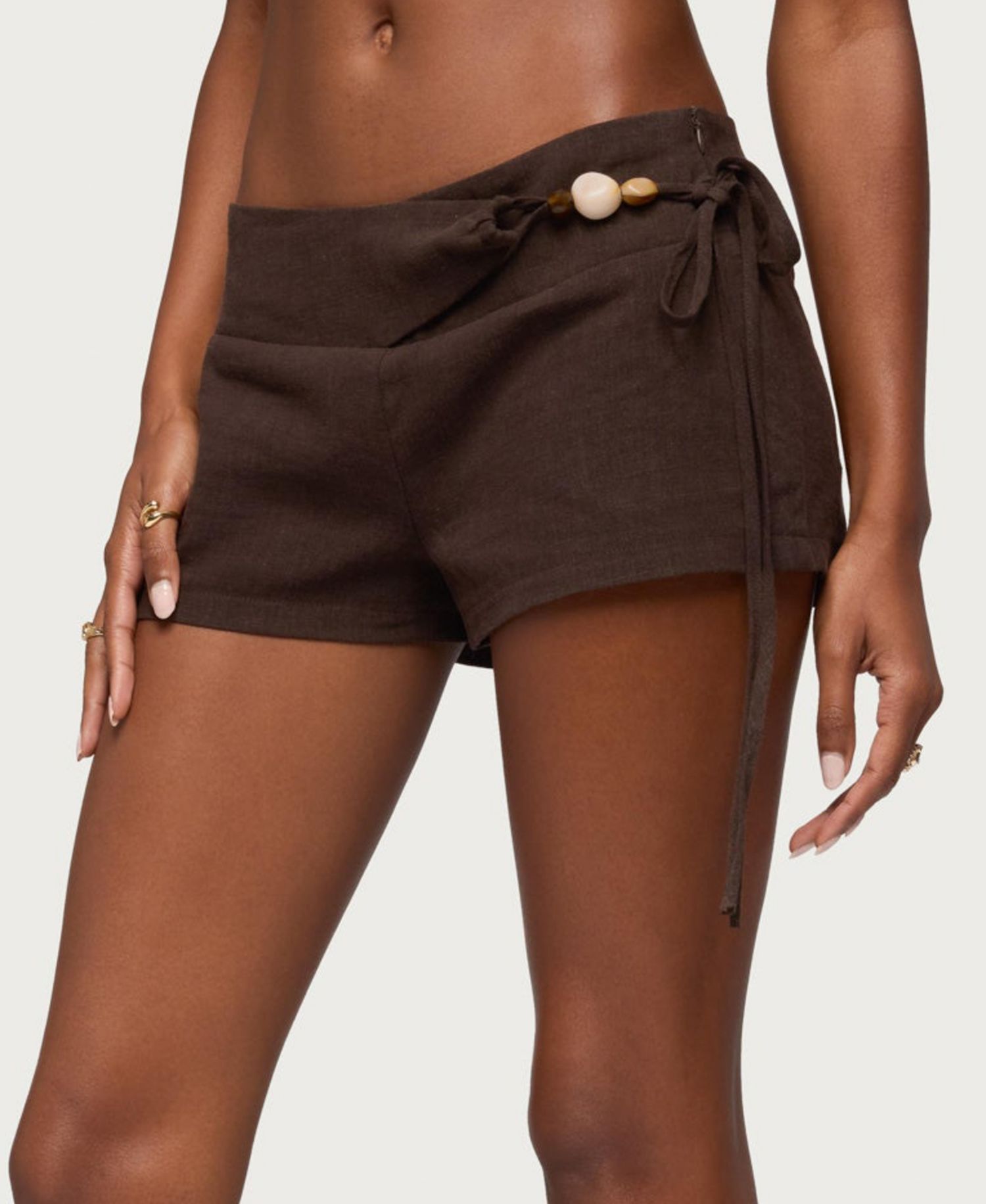 Women's Vikkie Beaded Belt Linen Look Shorts