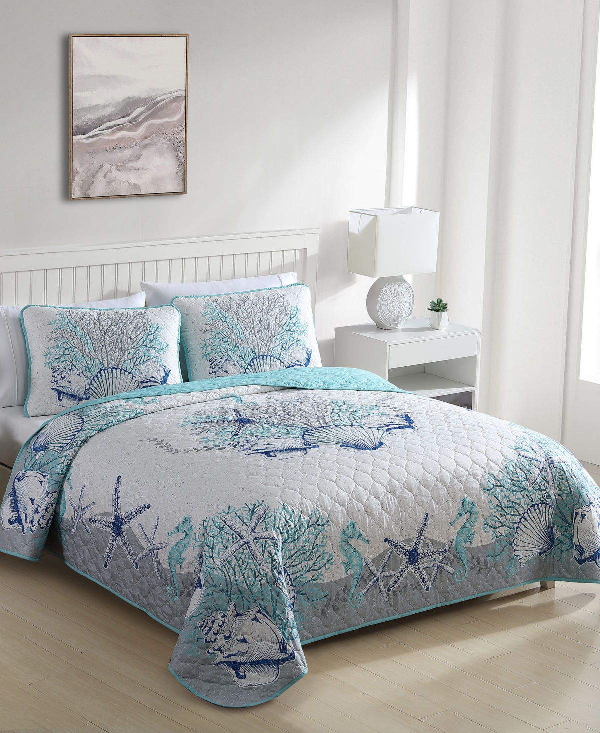 Carribbean Joe Coastal 3-Piece Quilt Set, Full/Queen