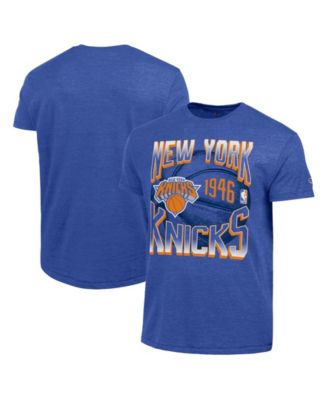 Men's Royal New York Knicks Basketball Background Tri-Blend T-Shirt
