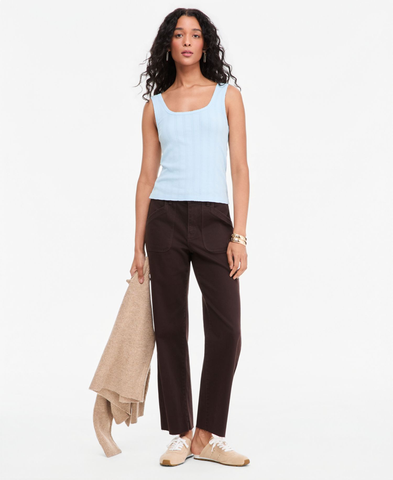 Women's Pointelle Rib Scoop-Neck Layering Tank
