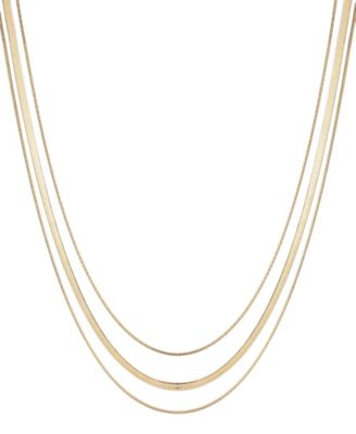 Tarnish Resistant Gold Layered Herringbone Necklace Set