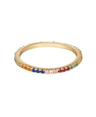 Gold Cubic Zirconia Rainbow Eternity Band Ring
