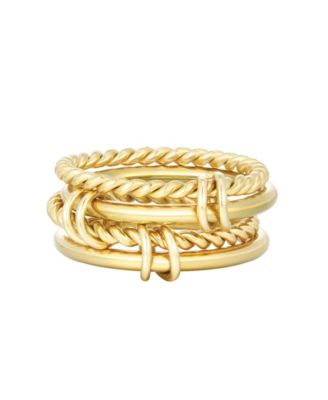 Tarnish Resistant Gold Four Band Connected Ring Set