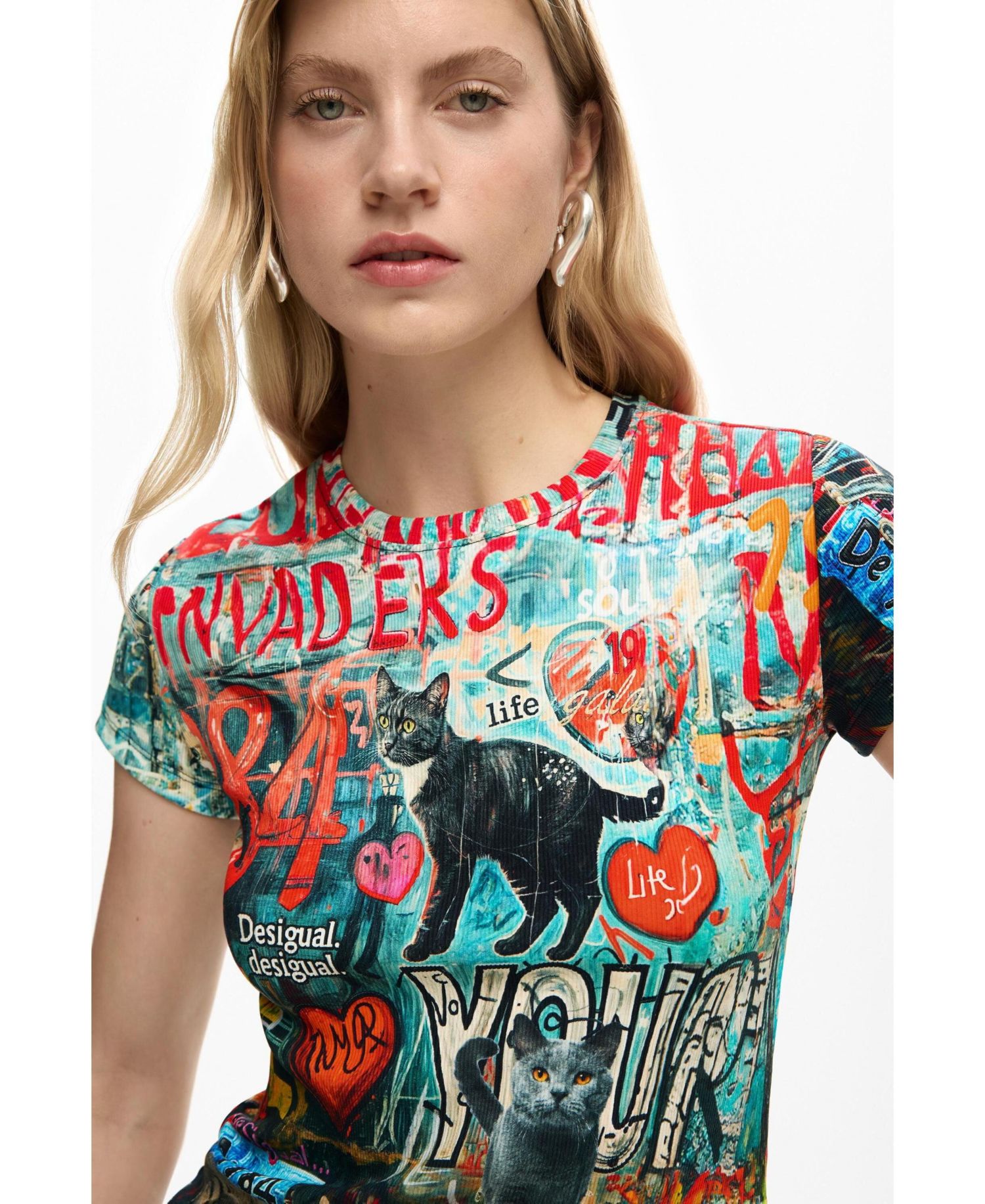 Women's Printed Cat T-Shirt