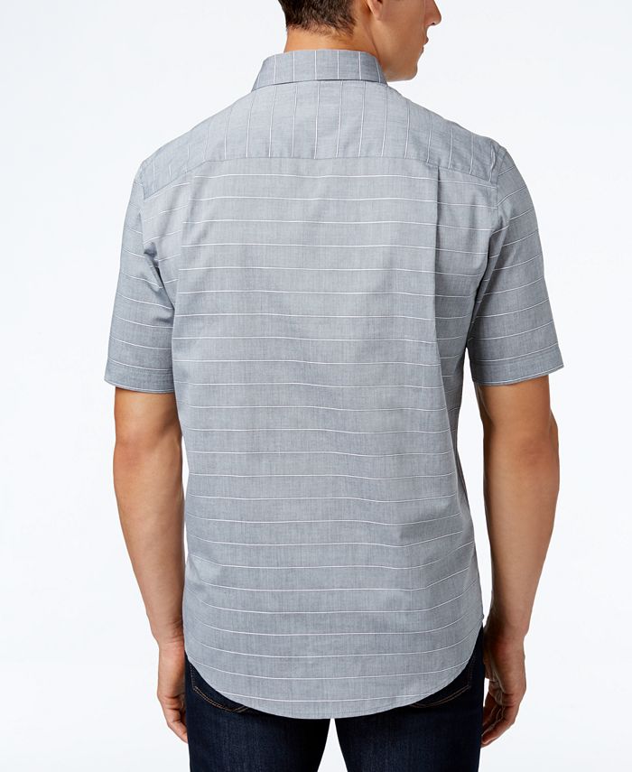 Alfani Men's Corded Stripe Short-Sleeve Shirt, Created for Macy's - Macy's