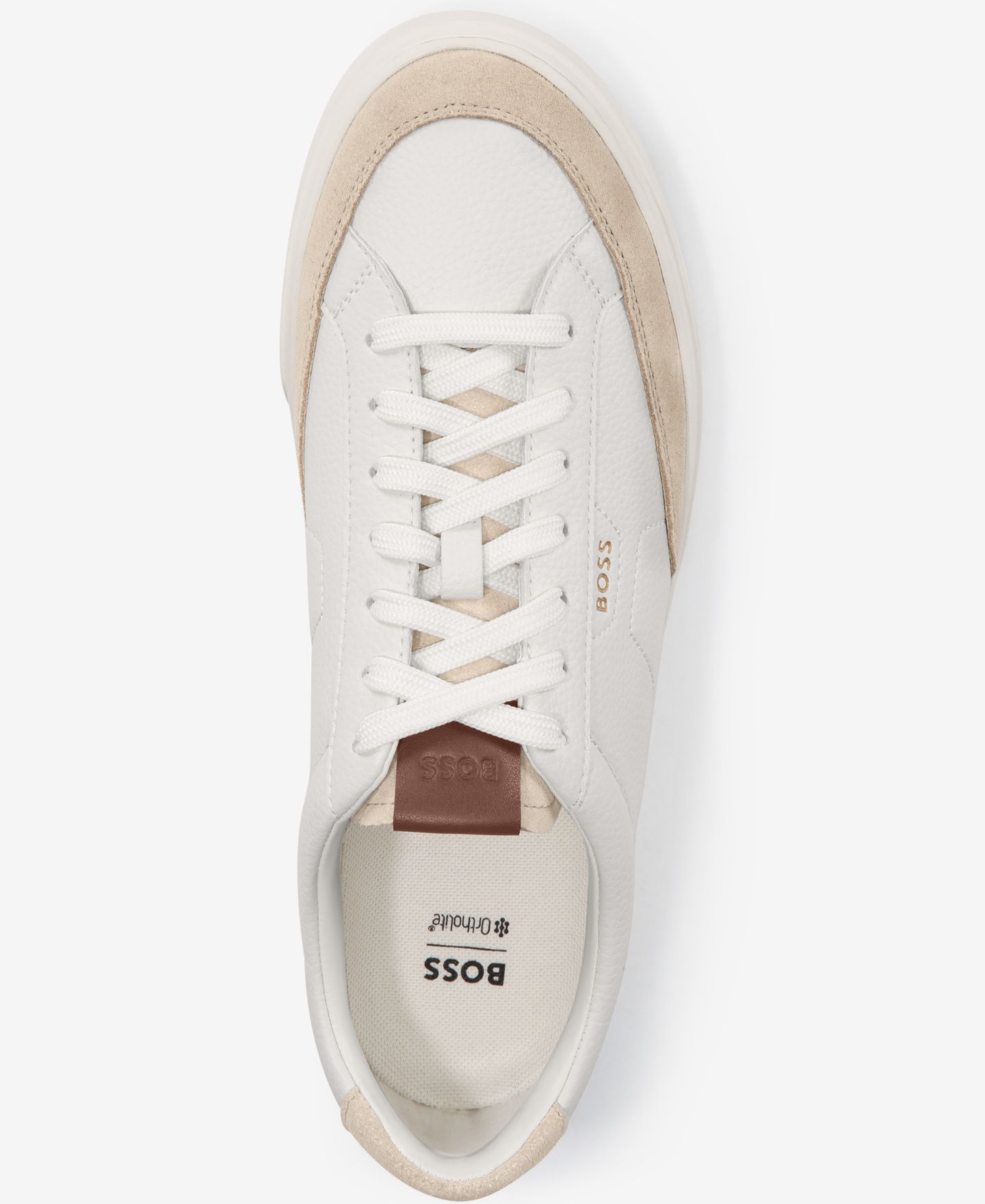 Мужские кроссовки Hugo Boss Kieran Suede & Leather Tennis Sneakers, цвет: Белый — фото 4