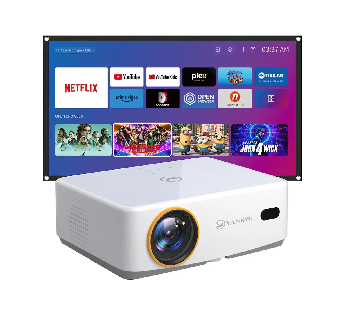 Vankyo Leisure 570B Native 1080P Wireless Smart Single Lcd Mini Projector, Screen Included