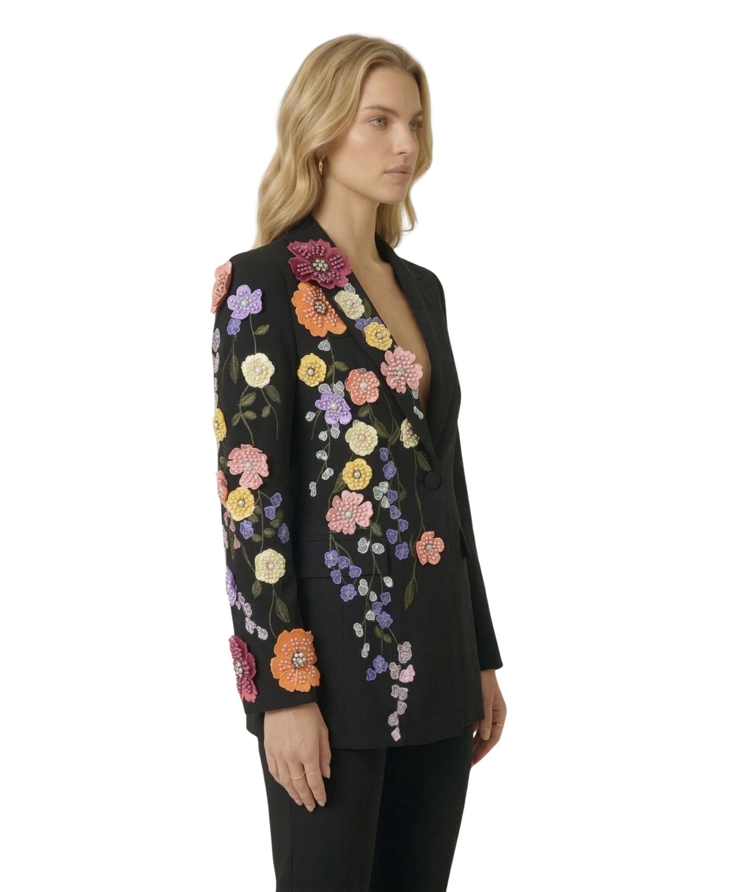 Женский пиджак Modenaire Floral Embroidered Notch-Lapel Blazer, цвет: С принтом — фото 3