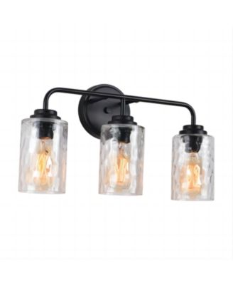 3-Light with Clear Glass Glacier Shade, Unique Hand-make Lampshade, Industrial Indoor Light Fixture for Living Room Bedroom Over Kitchen Sink