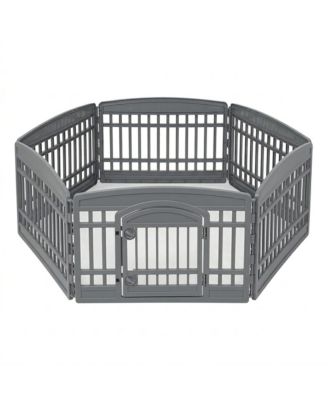 24 Exercise Pet Playpen, Plastic 6 Panel Gate with Door for Dogs