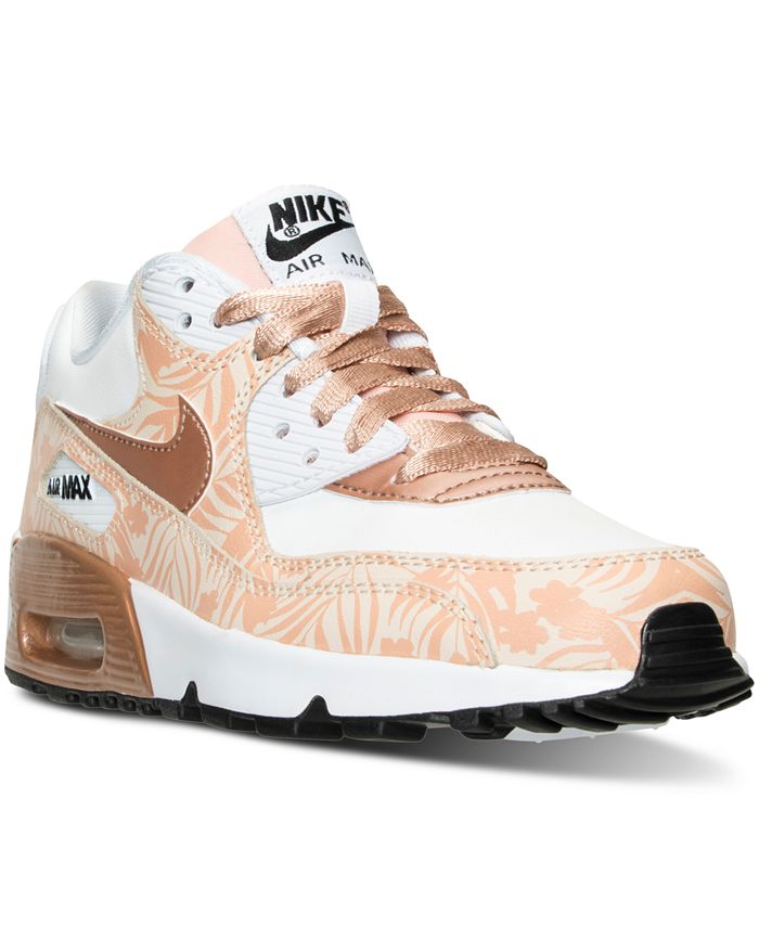Nike Big Girls' Air Max 90 Print Leather Running Sneakers from Finish