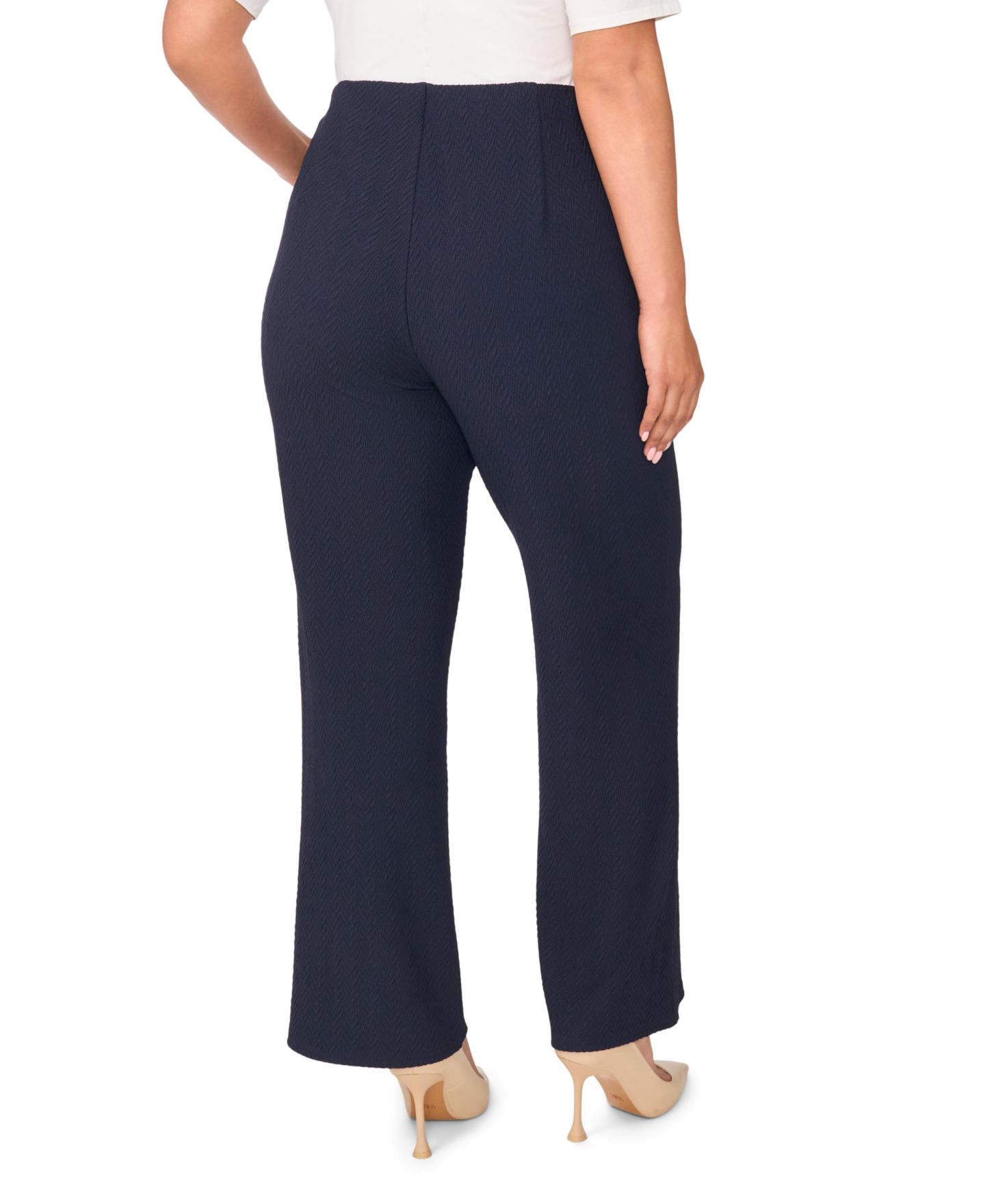 Женские брюки Vince Camuto Plus Size Pull-On Pintuck Kick Flare, цвет: Тёмно-синий — фото 7