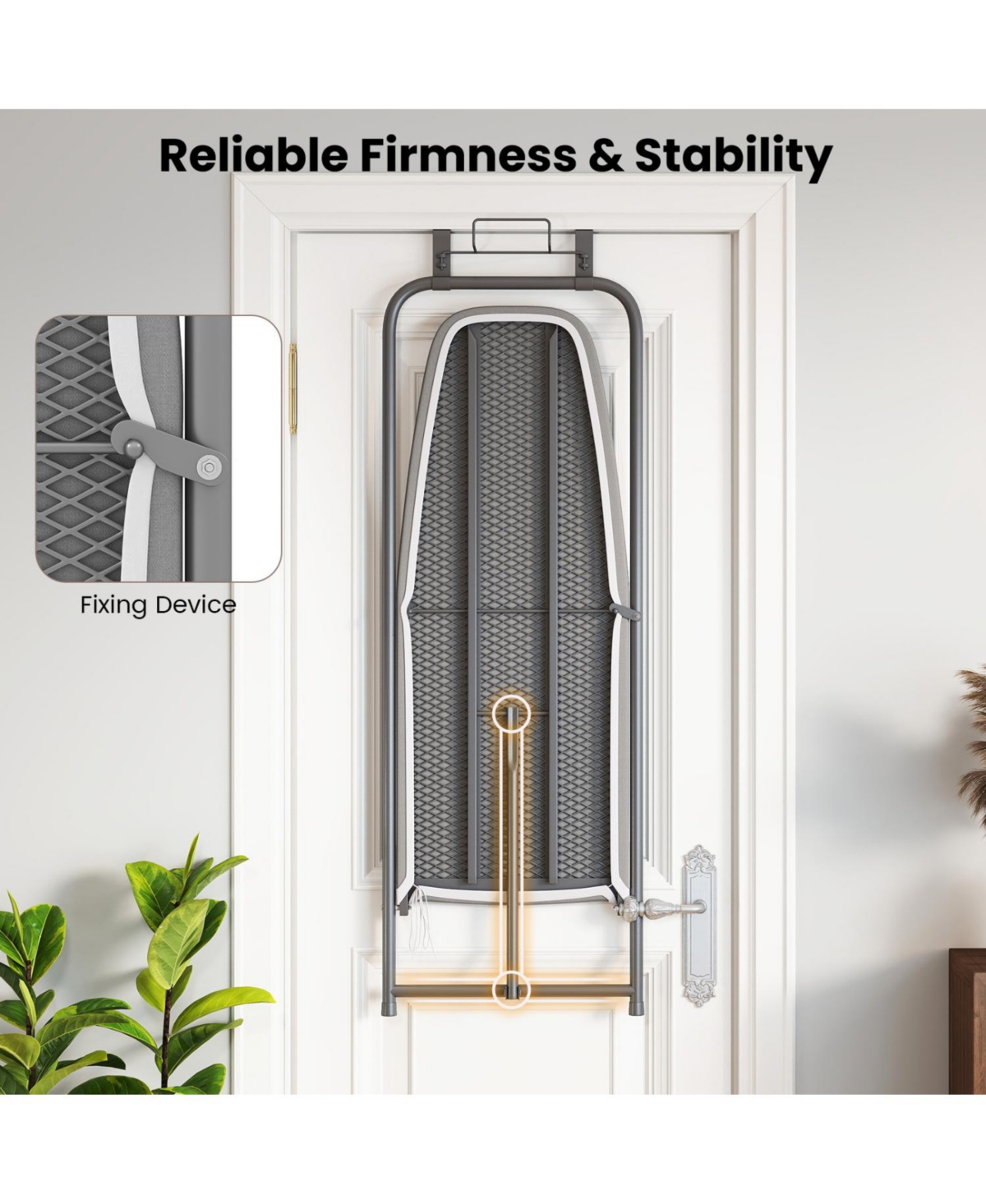 Ecooso Slim Over-the-Door Hanging Ironing Board with Cotton Cover, 35-in Surface