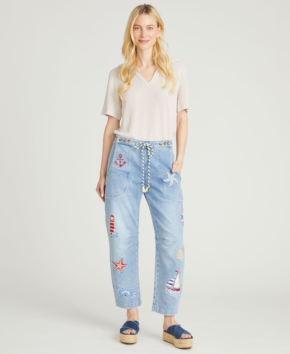 Driftwood Women's Twyla Going Coastal Wide-Leg Barrel Jeans view 2 — MAYCSS fashion products