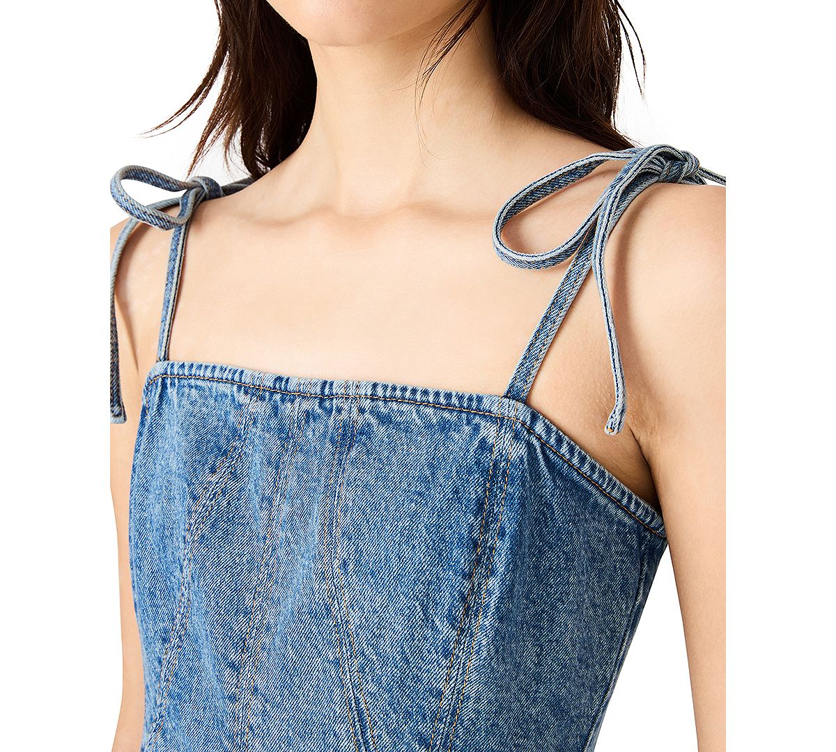 Steve Madden Women's Meaghan Sleeveless Square Neck Denim Mini Dress view 4 — MAYCSS fashion products