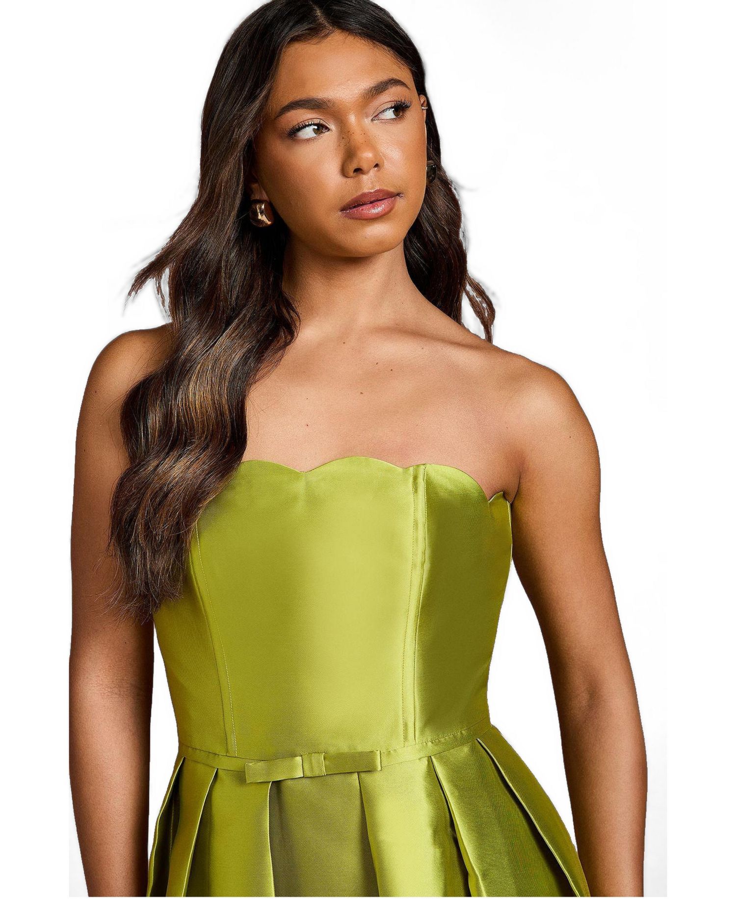 Women's Scalloped Strapless Midi Dress