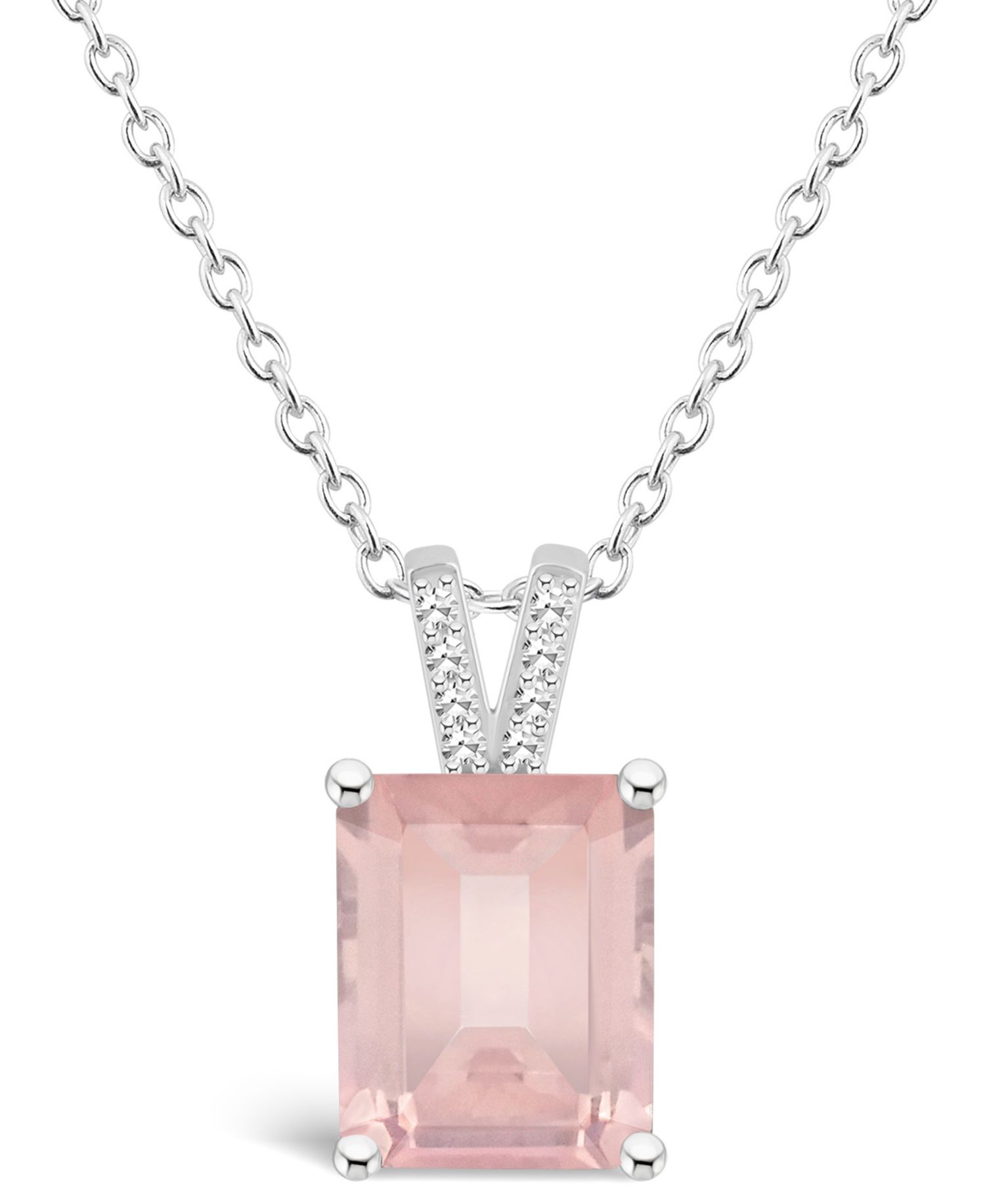 Women's Rose Quartz (3-1/6 ct.t.w.) and Diamond Accent Pendant Necklace in Sterling Silver