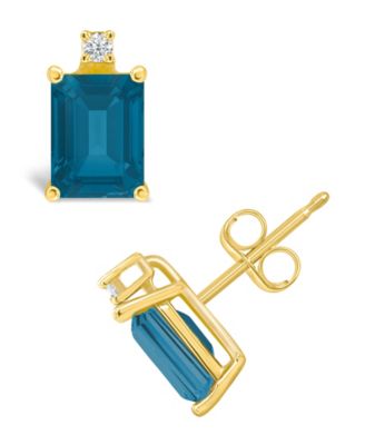 London Blue Topaz (1-3/8 ct. t.w.) and Diamond Accent Stud Earrings in 14K Yellow Gold or 14K White Gold