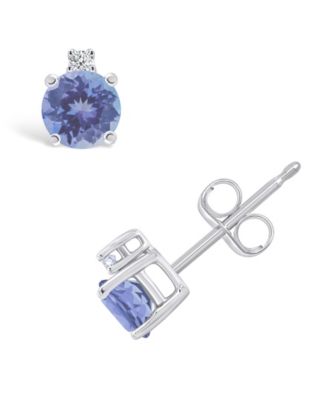 Sapphire (3/4 ct. t.w.) & Diamond Accent Stud Earrings in 14k White Gold (Also in Emerald, Ruby, & Tanzanite)
