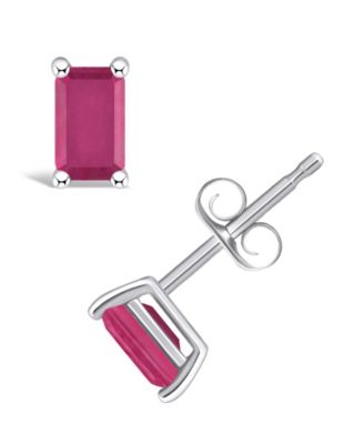 Tanzanite Stud Earrings (1/2 ct. t.w.) in 14k White Gold (Also in Emerald, Sapphire & Ruby)