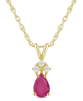 Ruby (1/2 ct. t.w.) and Diamond Accent Pendant Necklace in 14k Yellow Gold (Also in Sapphire & Emerald)