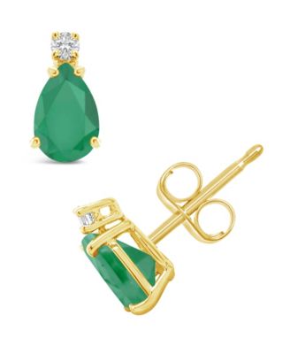 Sapphire (1 ct. t.w.) & Diamond Accent Stud Earrings in 14k Gold (Also in Emerald, Ruby, & Tanzanite)
