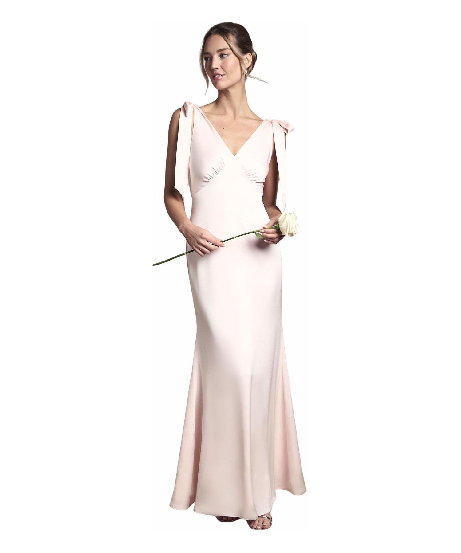 Women's V-Neck Crepe Maxi Dress