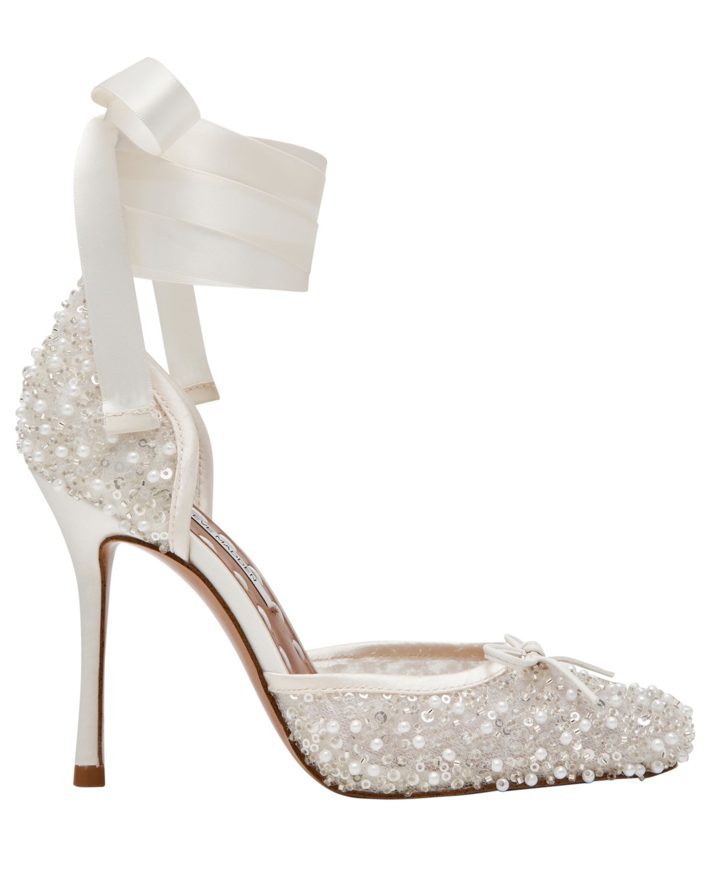 Женские туфли Steve Madden Larina Embellished Lace-Up High Heel Ballet Pumps, цвет: Слоновая кость жемчужный — фото 2